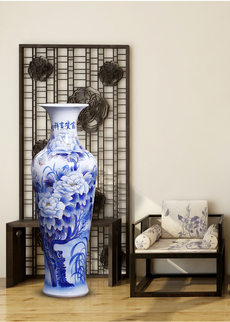 Jingdezhen ceramics hand - made see colour of large blue and white porcelain vase sitting room place large hotel opening gifts