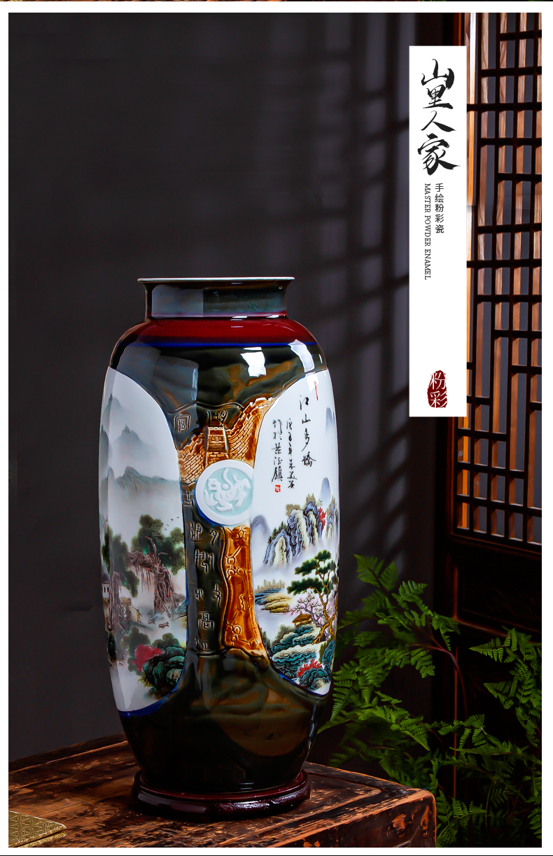 Jingdezhen ceramic vase furnishing articles household act the role ofing is tasted wine rich ancient frame of Chinese style restoring ancient ways large famous hand - made the sitting room