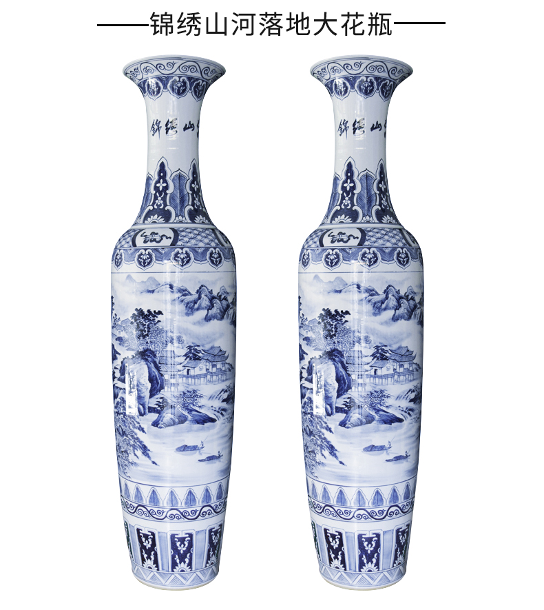 Hand - made jinxiu blue and white porcelain is jingdezhen ceramics was sitting room of large vase villa furnishing articles opening gifts