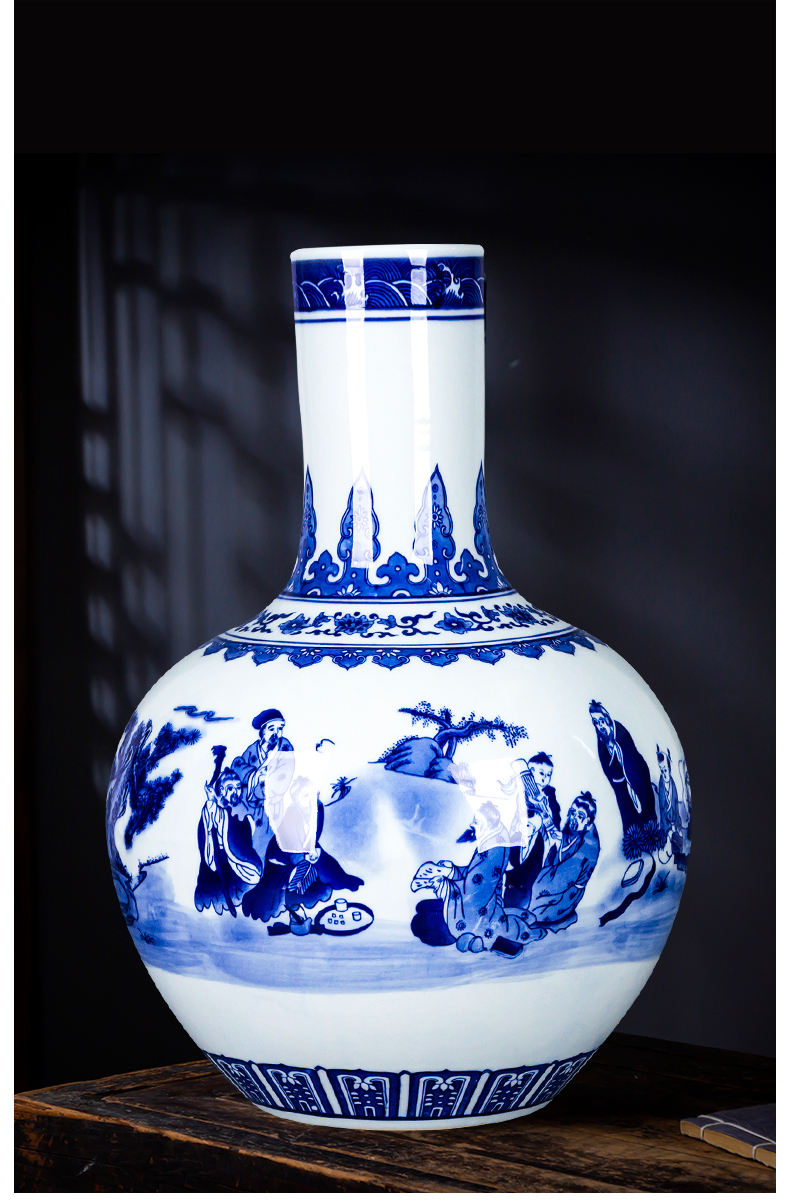 Jingdezhen ceramics new Chinese blue and white porcelain vase is placed large flower arranging archaize sitting room adornment general tank