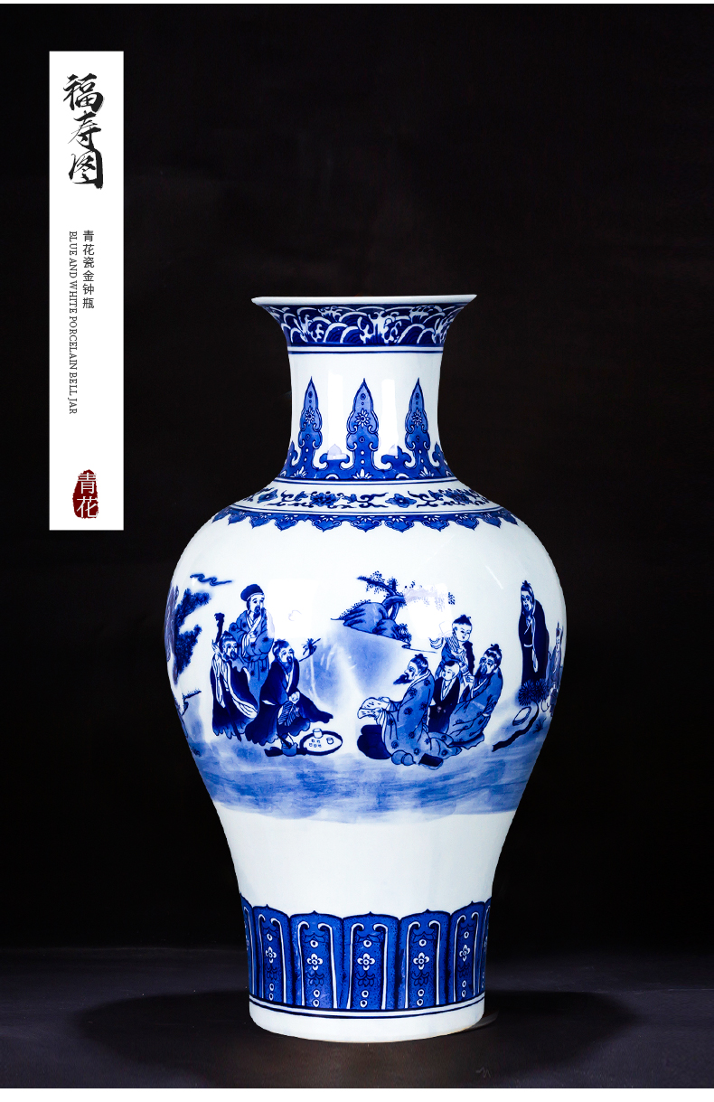 Jingdezhen ceramics new Chinese blue and white porcelain vase is placed large flower arranging archaize sitting room adornment general tank