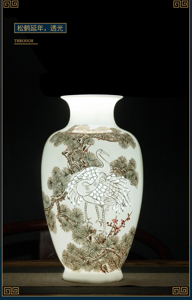 Jingdezhen ceramic vase light key-2 luxury furnishing articles famous hand - made paint the living room of Chinese style household rich ancient frame porch decoration