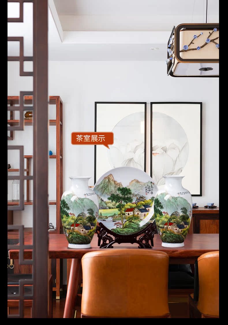 The Master of jingdezhen ceramics hand - made vases three - piece flower arrangement sitting room adornment rich ancient frame of Chinese style household furnishing articles