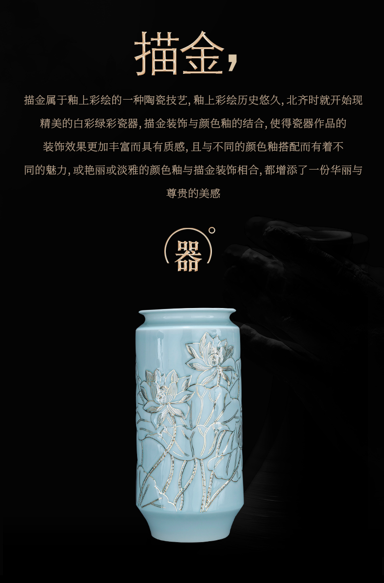 Jingdezhen chinaware paint vases, antique Chinese style living room decoration flower arranging household handicraft furnishing articles gifts