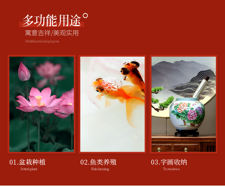 Jingdezhen ceramic aquarium decorative landscape large water lily bowl lotus landing household adornment is suing garden furnishing articles