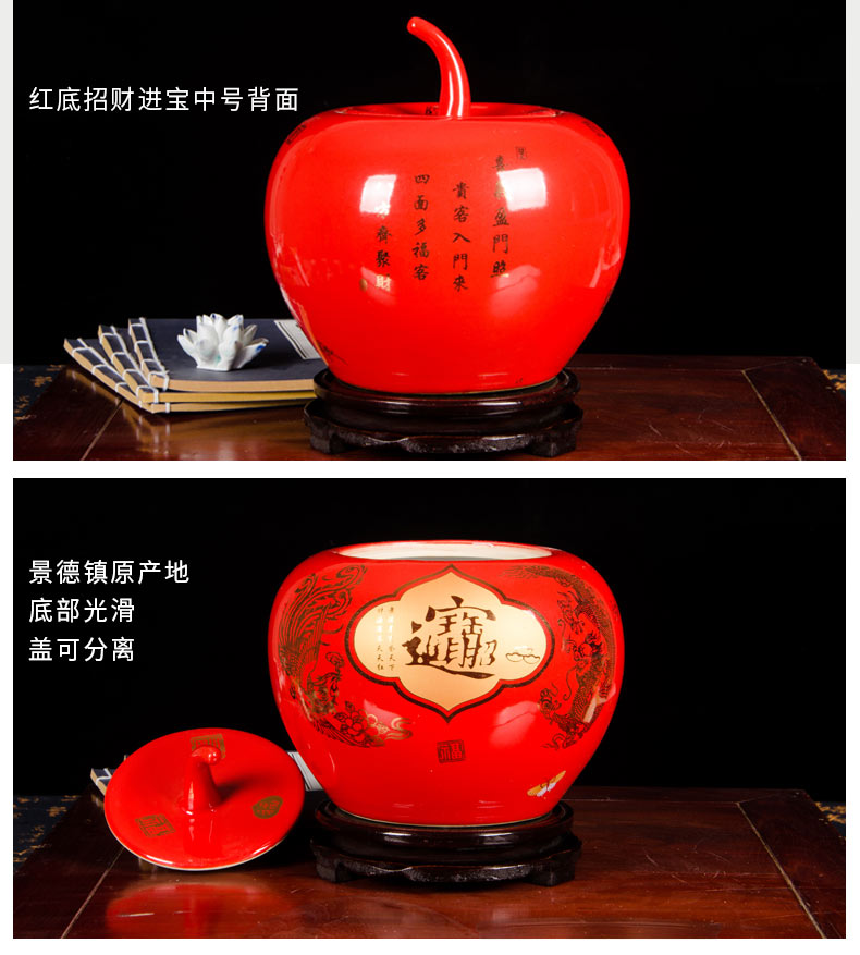 Jingdezhen ceramics a thriving business Chinese red apple vase furnishing articles sitting room of Chinese style household adornment with cover