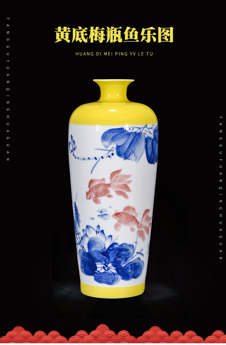 Jingdezhen ceramics hand - made vases, flower arranging dried flowers of modern Chinese style household furnishing articles sitting room adornment handicraft