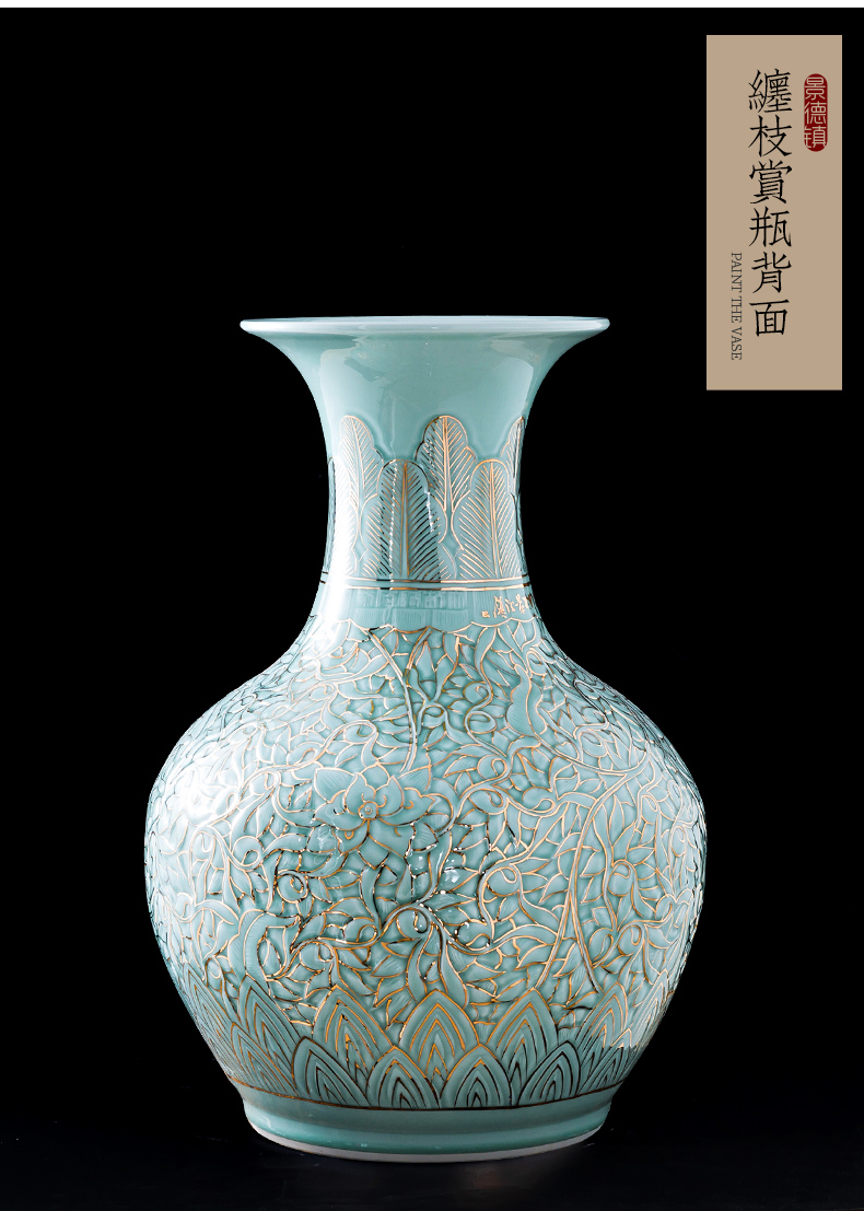 Jingdezhen ceramic hand - made paint the design of new Chinese vase furnishing articles sitting room flower arranging rich ancient frame decorative arts and crafts