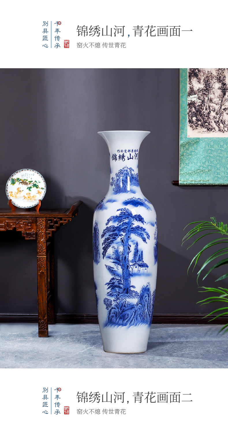 Jingdezhen ceramics of large blue and white porcelain vase furnishing articles to heavy sitting room adornment large hotel opening gifts