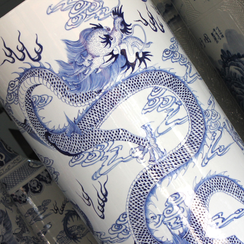 Jingdezhen ceramic floor big vase hand - made wulong play pearl quiver furnishing articles e142 antique Chinese style living room decoration