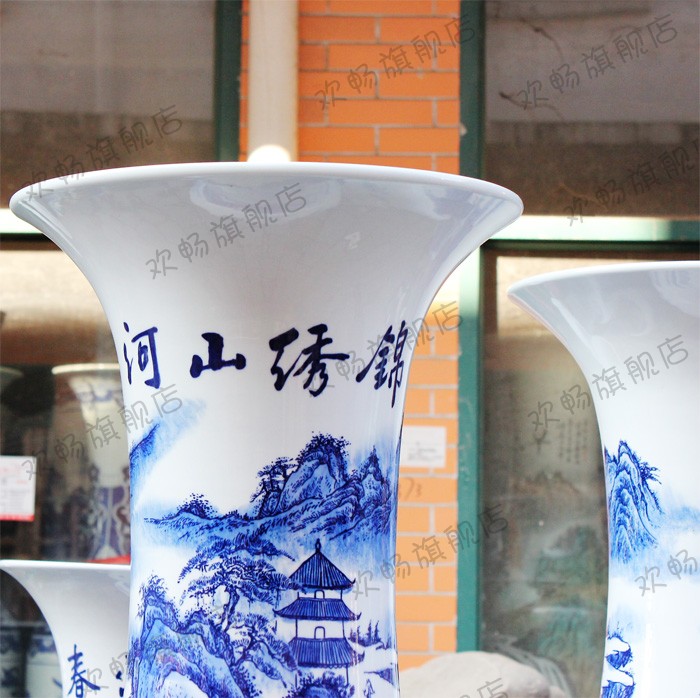 Ch - y1 jingdezhen ceramics of large blue and white porcelain vase landscape splendid sunvo sitting room adornment is placed