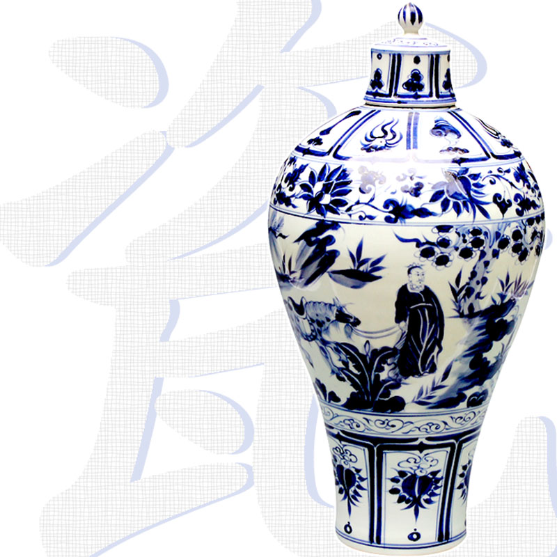 Jingdezhen ceramics under the hand - made antique imitation of yuan blue and white porcelain vase Xiao Heyue after han xin sitting room adornment is placed