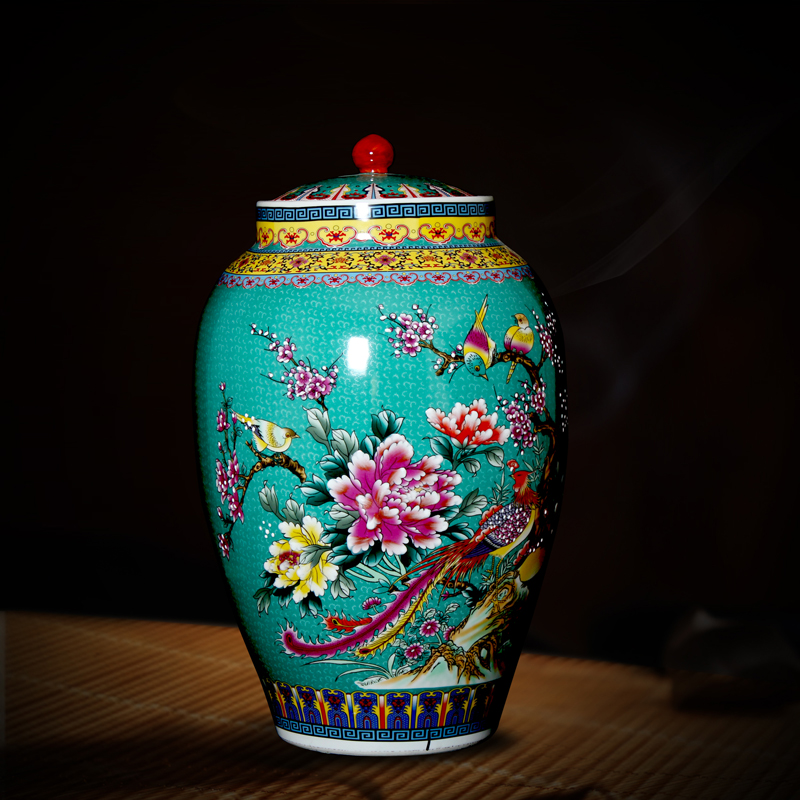 Aj241 jingdezhen ceramics from merry birds pay homage to the king, the general pot of flowers and birds barrel, the adornment that occupy the home furnishing articles