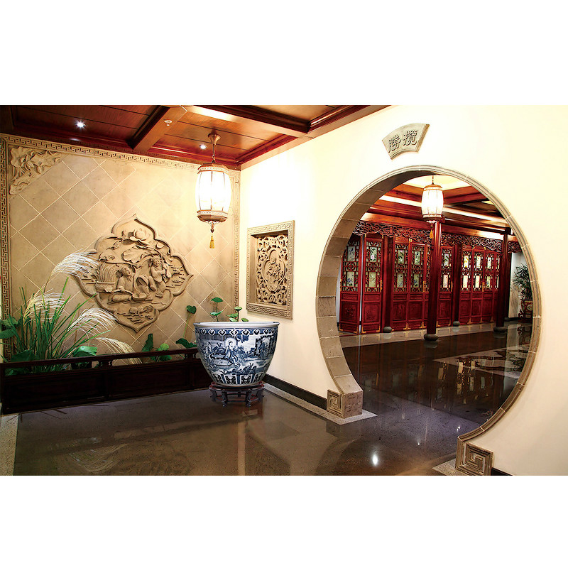 Blue and white porcelain of jingdezhen ceramic furnishing articles a goldfish bowl lotus bowl lotus basin hotel decorative fish bowl large living room
