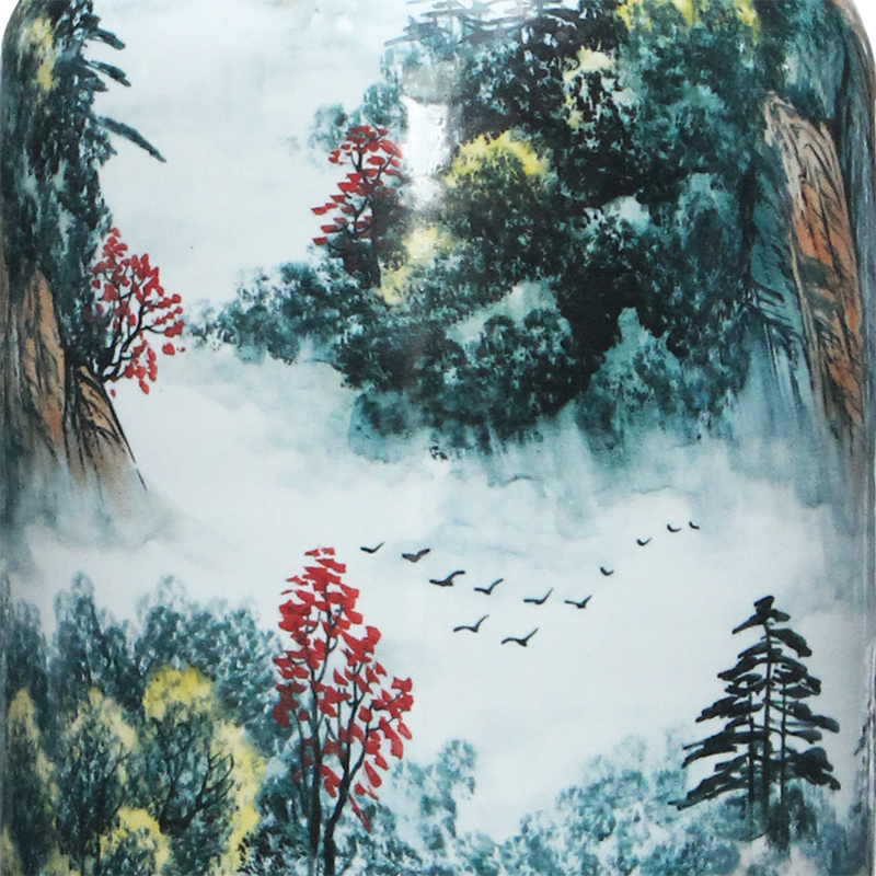 Jingdezhen ceramics hand - made color ink landscape painting of large vase sitting room place hotel css0 ornament