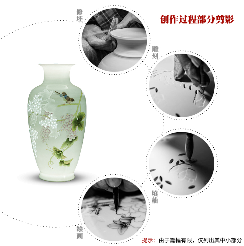 Jingdezhen ceramics famous master manual hand - made knife clay powder enamel vase Chinese sitting room adornment is placed