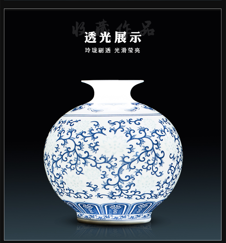 Thin foetus blue and white porcelain of jingdezhen ceramics floret bottle furnishing articles flower arranging Chinese rich ancient frame sitting room decoration