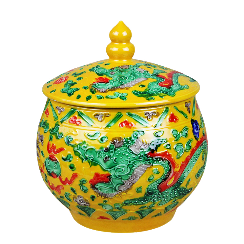 Ch - ds199 merry jingdezhen ceramic longfeng anaglyph jar caddy fixings storage tank home furnishing articles
