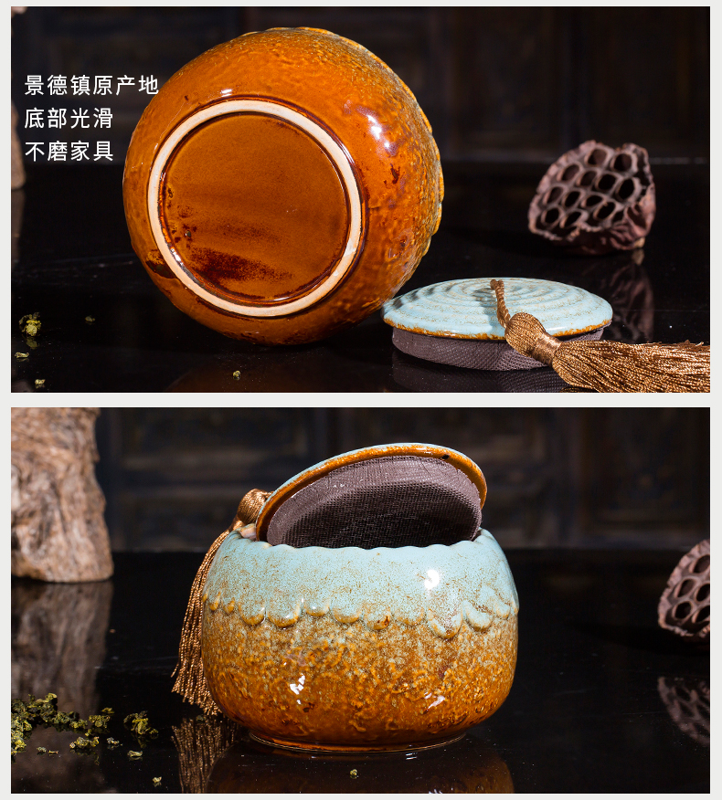 Jingdezhen ceramic color glaze sealing caddy fixings household storage jar puer tea with half a catty large promotion