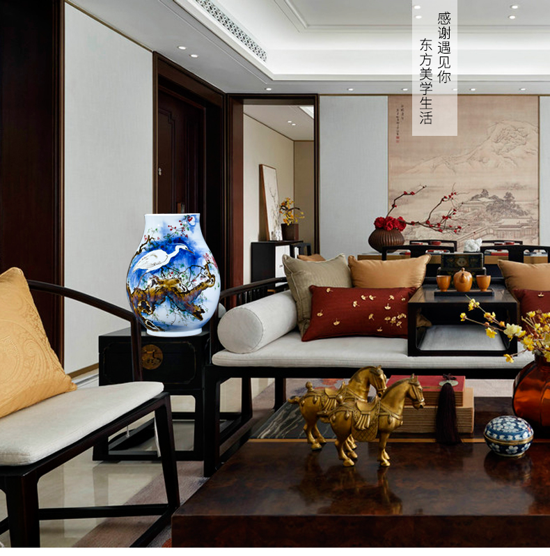 Jingdezhen famous master hand - made ceramics up vases, flower arrangement of modern Chinese style adornment is placed large living room