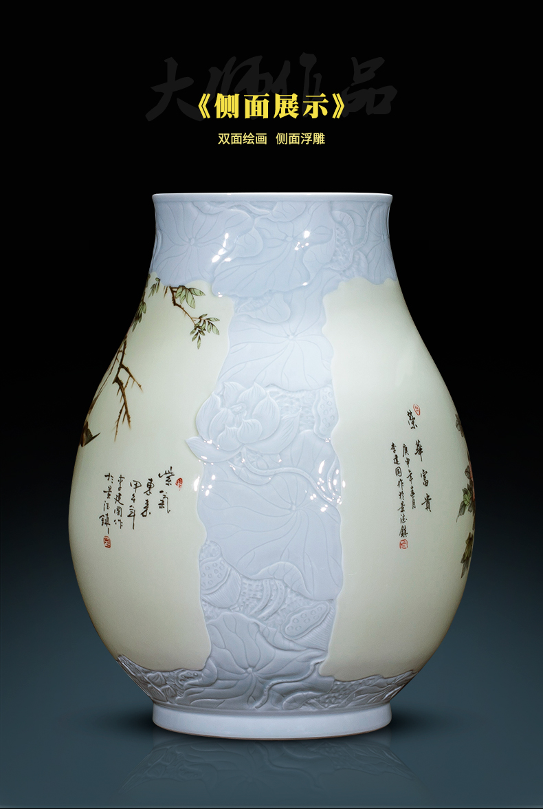 Jingdezhen ceramic its f tube calligraphy and painting tube of new Chinese style decorates porch Angle of sitting room what furnishing articles of large vase