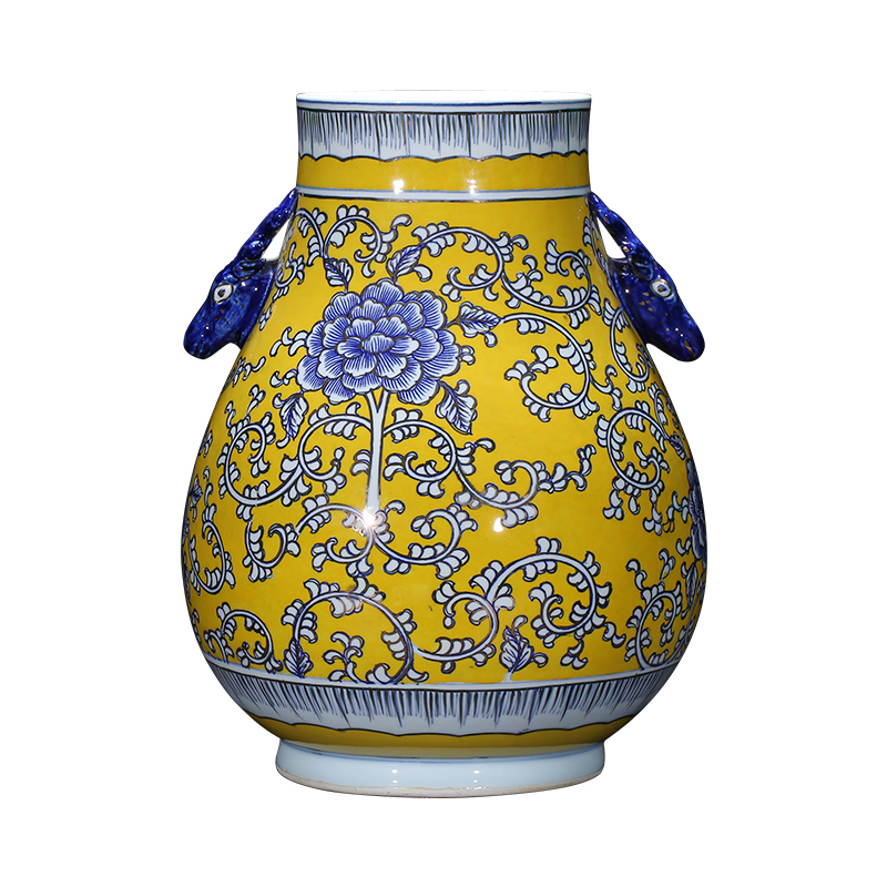 Jingdezhen ceramics antique vase hand - made painting and calligraphy calligraphy and painting tube of classical Chinese style living room decorations study furnishing articles