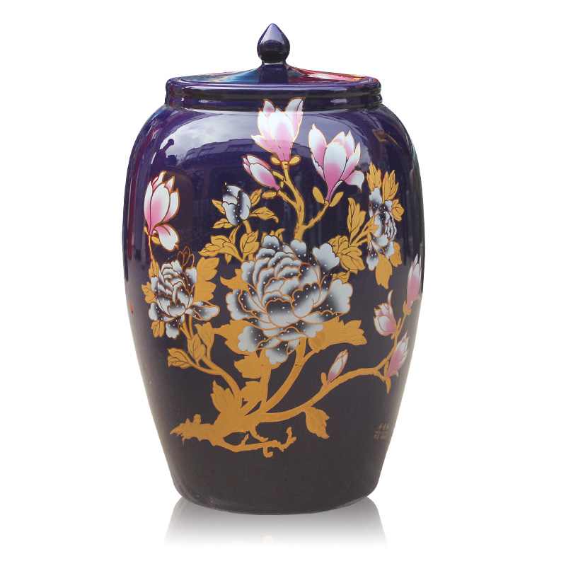 Z015 jingdezhen ceramic barrel with cover ricer box storage tank ceramic household barrel pastel barrel