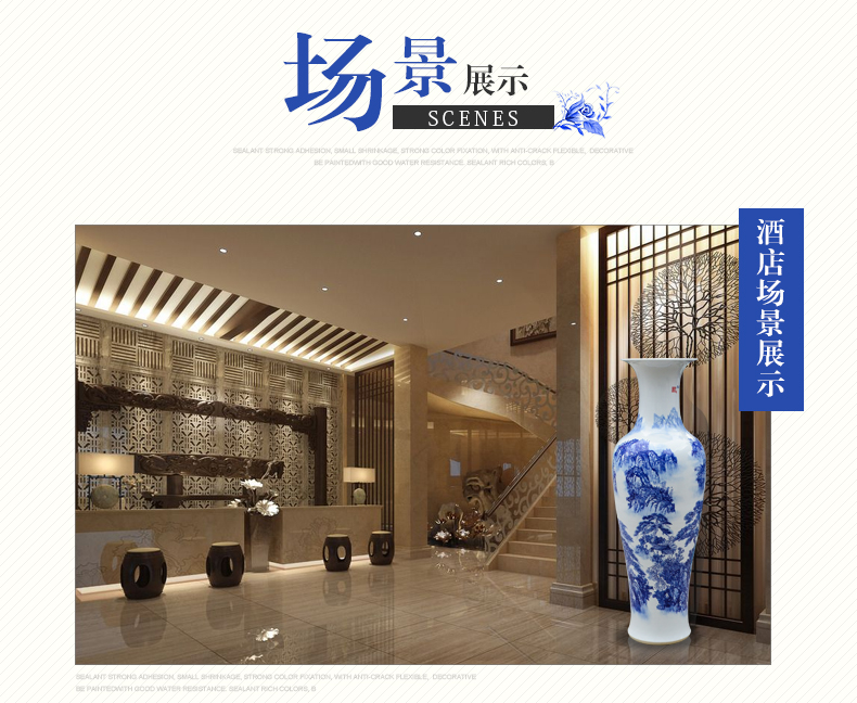 Jingdezhen ceramic hand - made large blue and white porcelain vase Lin He spring sitting room adornment TV setting wall furnishing articles