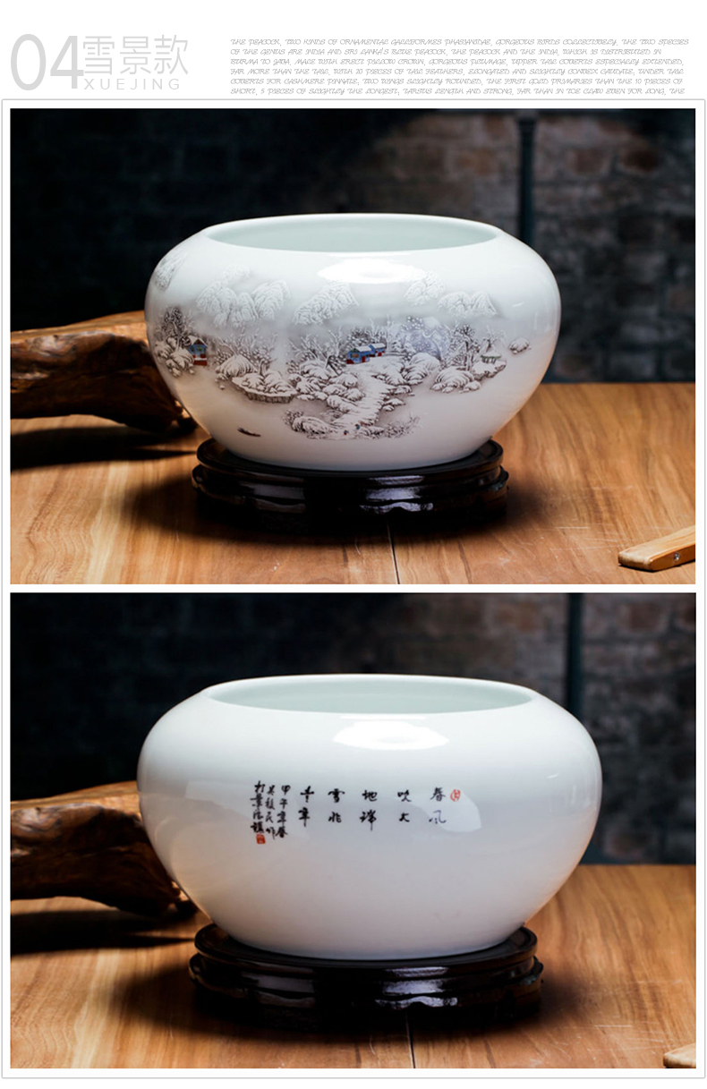 Jingdezhen ceramics peach blossom put water point little gold fish tank water lily bowl lotus cylinder cylinder writing brush washer tortoise furnishing articles c161