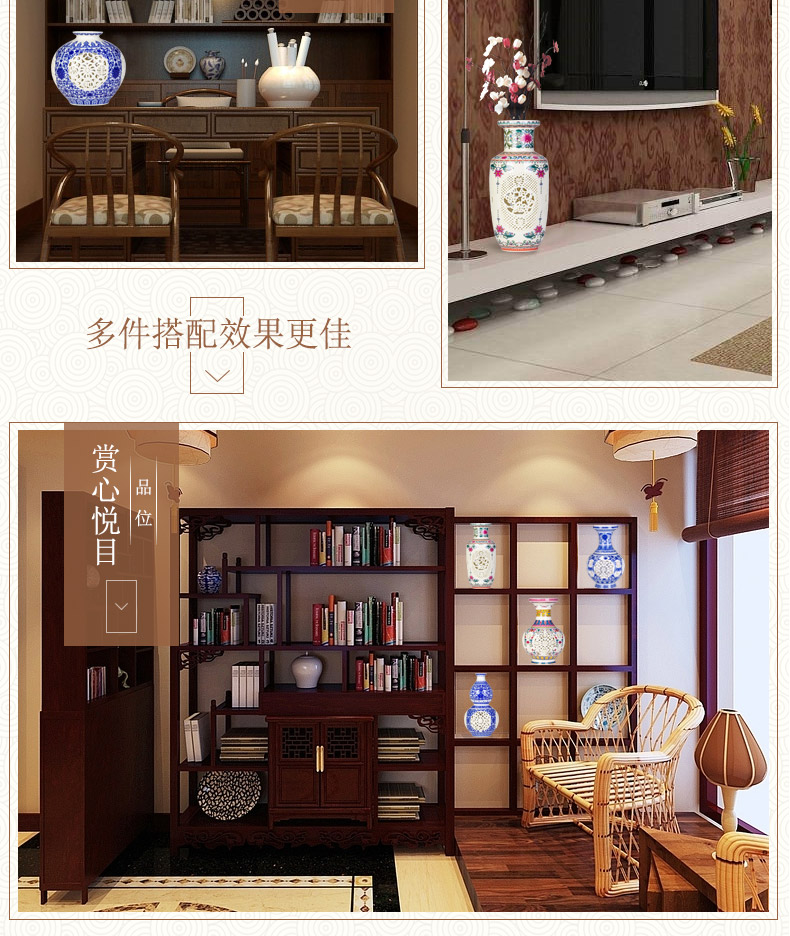 Jingdezhen ceramics vase pomegranate furnishing articles blue and white porcelain bottle hollow out rich ancient frame the sitting room of Chinese style household ornaments