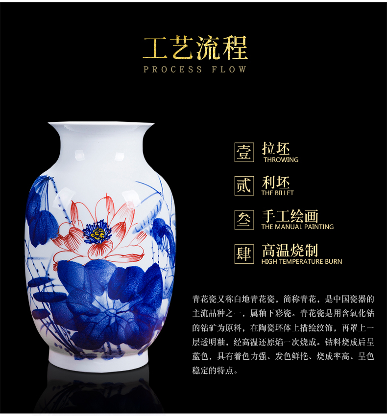 Famous master of jingdezhen ceramics hand - made porcelain vases, flower arrangement of Chinese style home sitting room adornment is placed