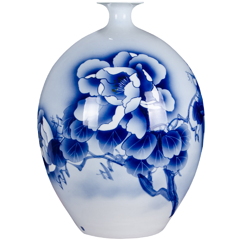 Jingdezhen ceramics pomegranate bottle antique hand - made of blue and white porcelain vases, flower arranging new Chinese style living room decorations furnishing articles