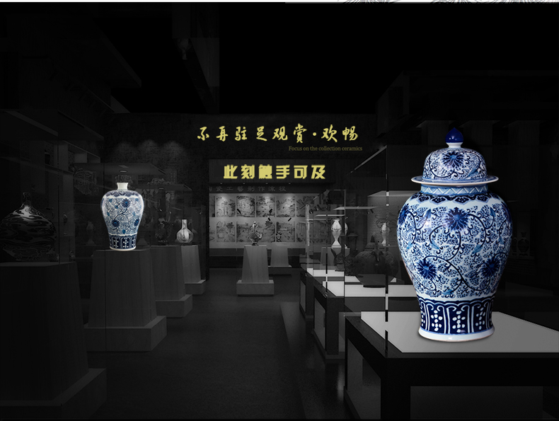 Jingdezhen ceramics hand - made archaize of large blue and white porcelain vase furnishing articles home sitting room adornment handicraft