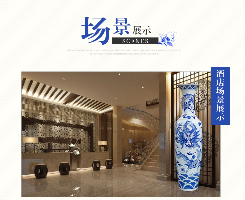 Blue and white porcelain of jingdezhen ceramics manual its dragon vase of large sitting room adornment is placed hotel opening gifts