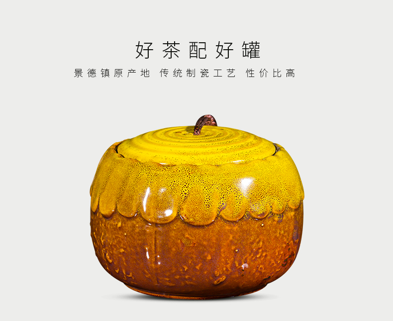 Jingdezhen ceramic color glaze sealing caddy fixings household storage jar puer tea with half a catty large promotion