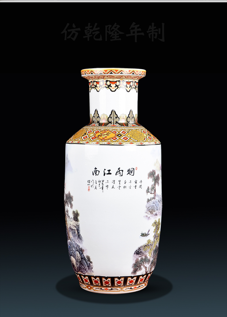 Jingdezhen ceramic large vases, flower arranging Chinese landscape painting home sitting room porch place large high decoration