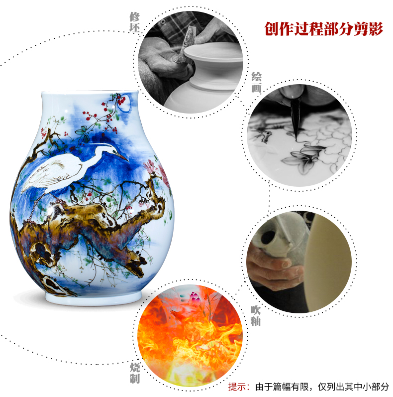 Jingdezhen famous master hand - made ceramics up vases, flower arrangement of modern Chinese style adornment is placed large living room