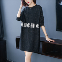 Knitted one-piece dress Gats up for overweight womens clothing 2020 new spring clothes loose 200 catty sweaters undershirt