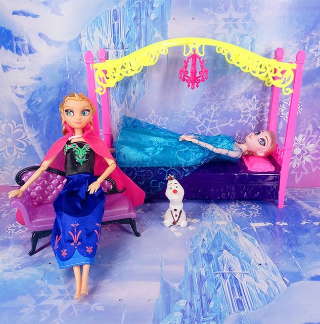 ເຄື່ອງຫຼິ້ນແຊ່ແຂງ Anna Elsa Princess doll set Elsa ເດັກນ້ອຍຂອງຫຼິ້ນເດັກຍິງຫຼິ້ນເຮືອນ dress-up