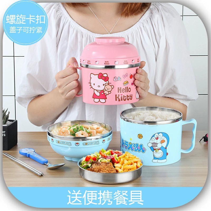 Học sinh tiểu học hộp cơm trưa học sinh mẫu giáo đặc biệt phim hoạt hình dễ thương tròn chống vảy nam và nữ công chúa lớp một - Hộp cơm điện sưởi ấm