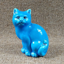 Decades ago blue glazed porcelain cat ornaments nostalgic crafts