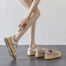 Overseas Temperament Genuine Leather Baotou Small White Shoes 2021 New Fashion Outside Wearing Thick Bottom 100 Hitch Casual Shoes Woman