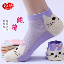 Surfers Sox children Pure cotton Summer thin Korean version All cotton spring autumn Short socks Low Help Sports Ins Chains Short-cylinder Women Sox