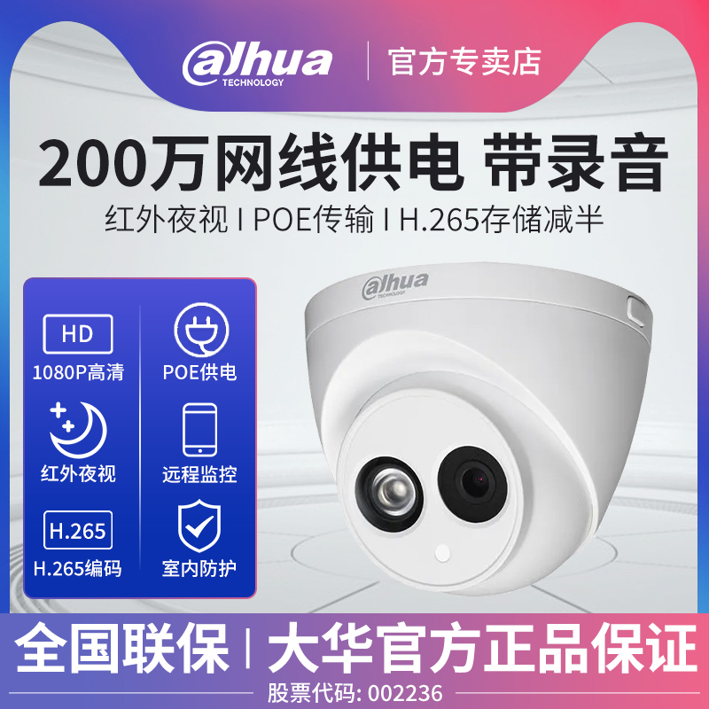 Dahua camera 2 million POE network camera 1080P HD night vision monitoring monitor DH-P2006T