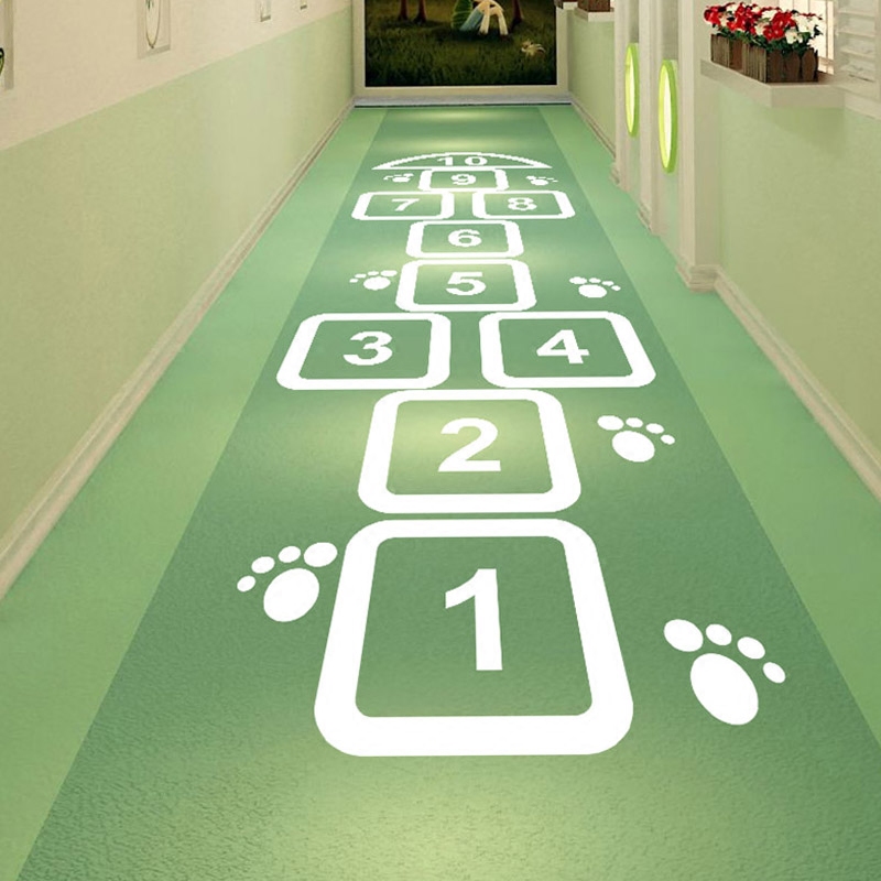 School children's games Hopscotch Hopscotch Plaid Digital Stickers Kindergarten Floor stickers Classroom Creative self-adhesive stickers