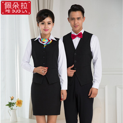 ktv服务员秋冬装马甲酒店酒吧男调酒师工作服