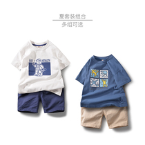 Early childrens clothing 2022 Summer new boy short sleeve suit pure cotton CUHK shorts summer fit childrens suit