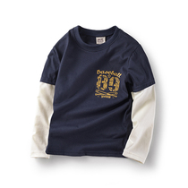 Boys T-shirt long sleeve cotton childrens clothing childrens base shirt spring 2021 New Chinese childrens fake 2-piece shirt top
