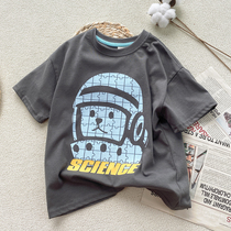 Early childrens clothing 2022 Summer new boy short sleeve T-shirt pure cotton neutral loose shoulder children CUHK children