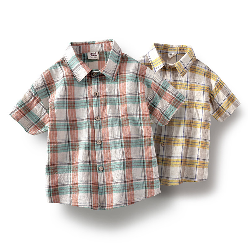 Early children's clothing Summer 2020 new boy shirt pure cotton CUHK child short sleeve plaid shirt trendy